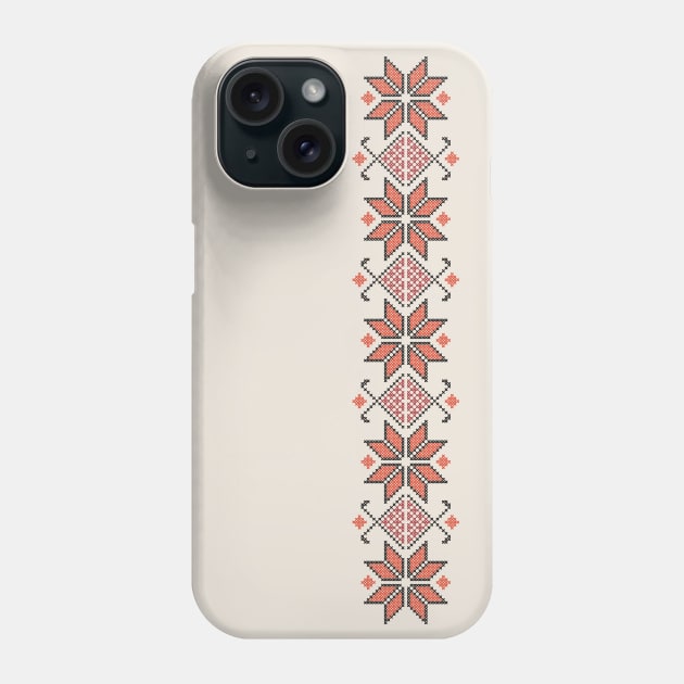 Palestinian Jordanian Tatreez Cross Stitch Realistic Traditional Embroidery Pattern Design #4 Phone Case by QualiTshirt