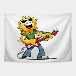 Guitar Jammin' Sun Cartoon Tapestry