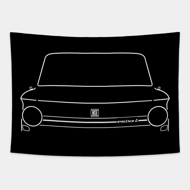 NSU Prinz 4 classic car white outline graphic Tapestry by soitwouldseem
