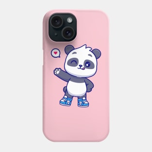 Cute Panda Wearing Shoes And Waving Hand Cartoon Phone Case