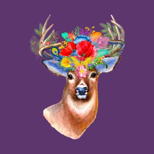 Woodland wildflower stag T-Shirt