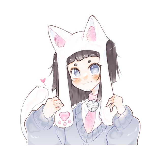 Cutie with a fluffy kitty hat! by Breadwithbutter 