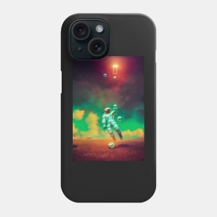 Astronaut play soccer football In space Phone Case