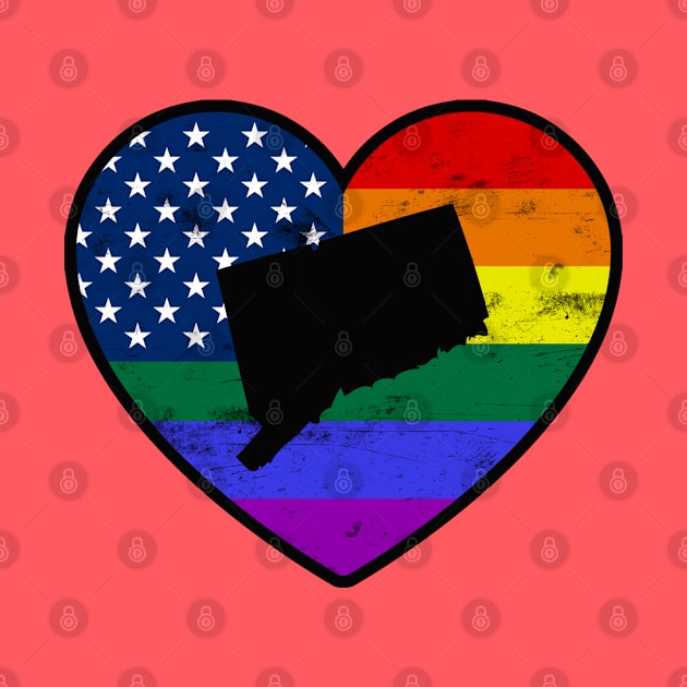 Connecticut United States Gay Pride Flag Heart by TextTees