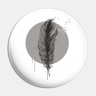 Feather in a circle (bw) Pin