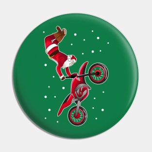 Santa Dirtbike Motocross Tricks Freestyle Christmas Xmas Pin