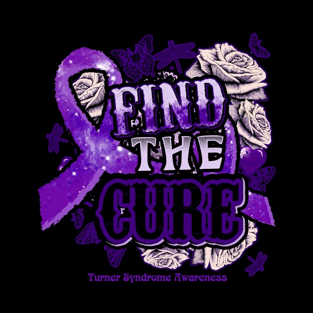 Fight The Cure Turner Syndrome awareness Purple Ribbon and Roses Supporting warrior, gift for survivor fighting Turner Syndrome by R@store