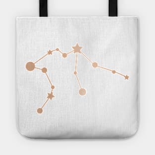 Aquarius Zodiac Constellation in Rose Gold Tote