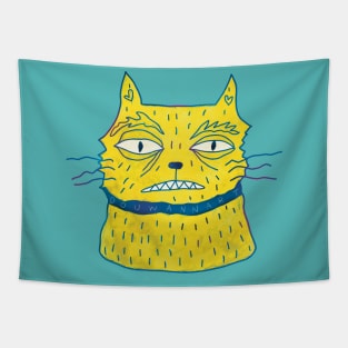 Angry crazy funny cat Tapestry