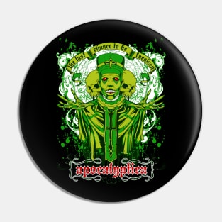 Green Zombie Skull Pin