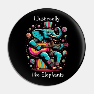 Melodic Pachyderm: Elephant Strumming a Guitar Pin