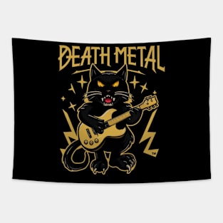 Death Metal Satanic Baphomet Cat playing guitar Tapestry