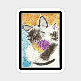 Mother and baby Siamese cat kitten Magnet