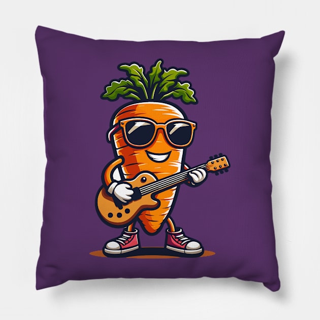 Carrot Playing Guitar Pillow by Graceful Designs