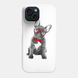 French Bulldog Red Ribbon & Glasses Frenchie Gift Phone Case