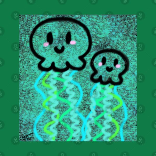 kawaii light green jellyfish by cheygrl1996