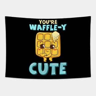 Funny You're Waffle-y Cute Waffle Breakfast Pun Tapestry