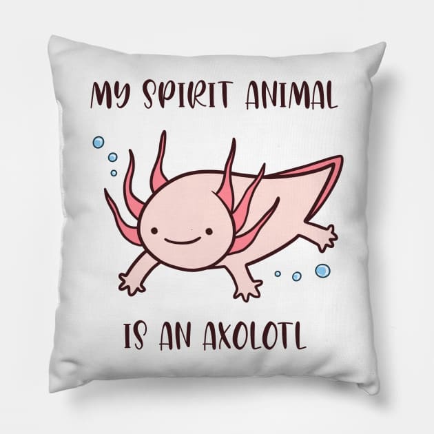 Cute Axolotl Spirit Animal Pillow by hotzelda