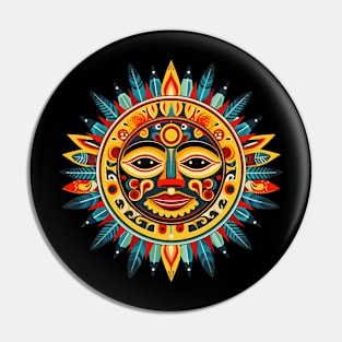 Native American Art Style Sun Mandala Pin