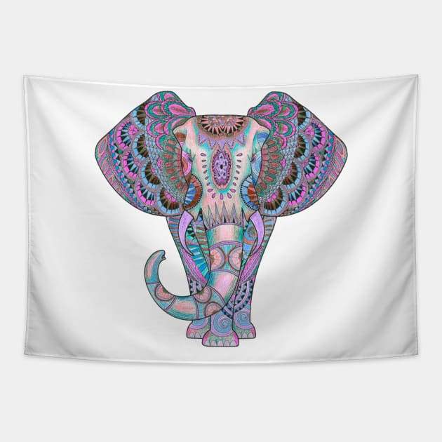 Mandala Elephant indigo Tapestry by aye_artdg