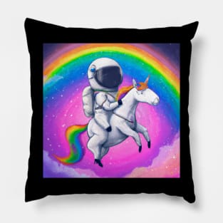 Astronaut Riding Rainbowcorn Pillow