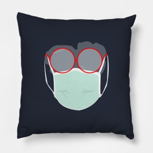 foggy glasses, face mask Pillow