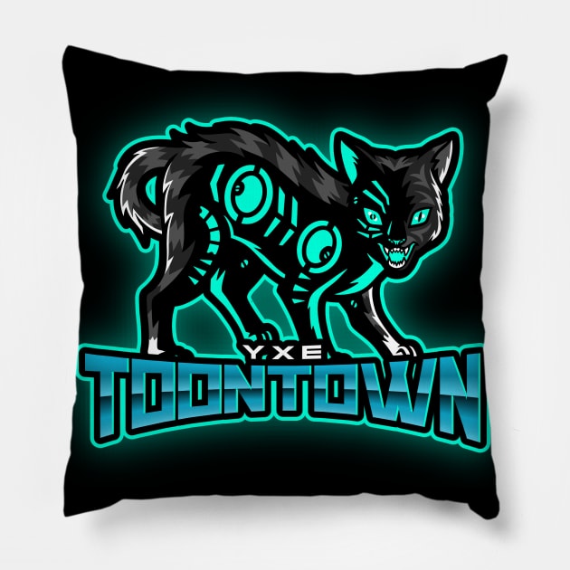 Toon Town YXE Neon Scared Cat Pillow by Stooned in Stoon