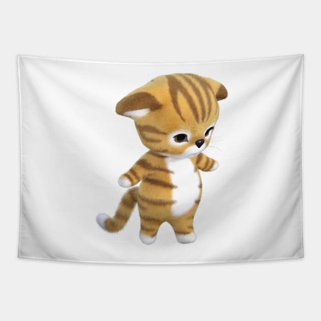 3d rendering of Ginger kitten Tapestry by Carlosr1946