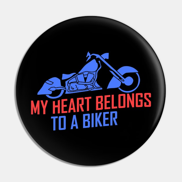 Motorcycle My Heart Belongs To A Biker Wheel Gift Pin by Fresan