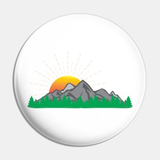 Sunset Mountains in Forest Pin