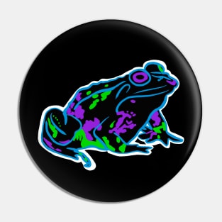 Blue Neon Frog With White Outline Pin