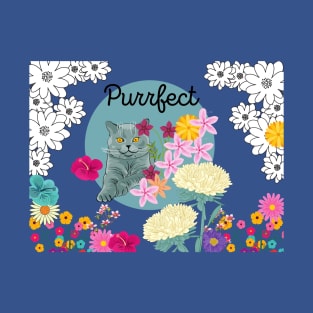 British Shorthair cat amongst the flowers T-Shirt