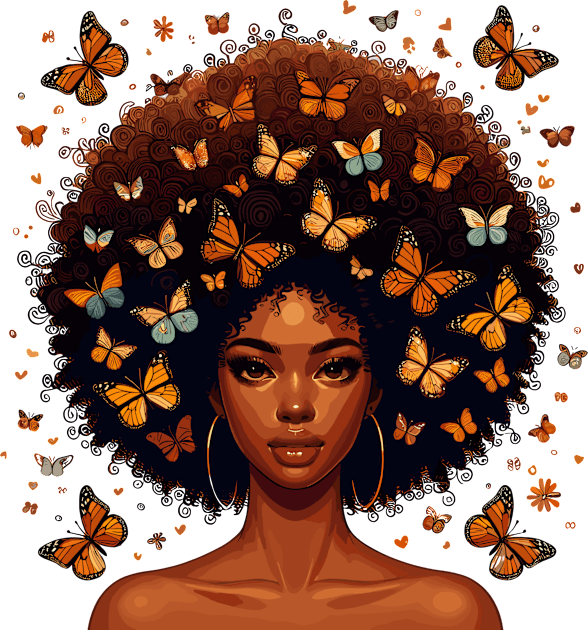 Afro Beauty With Butterflies Kids T-Shirt by Graceful Designs