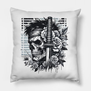 Sworded Blossom Skull Pillow