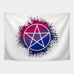 Paint Splatter Bisexual Pride Pentacle Symbol Tapestry