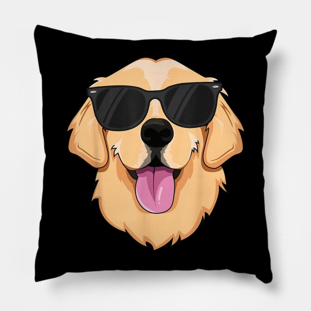 Cool Golden Retriever Sunglasses Dude Kids Boys Dog Lover Pillow by zwestshops