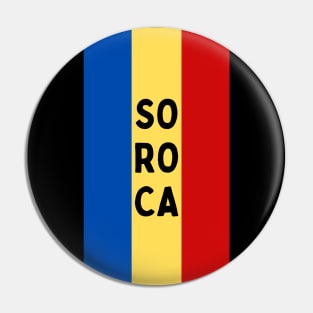 Soroca City in Moldovan Flag Colors Vertical Pin