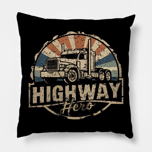 Retro Vintage Truck Driver Design For Men Trucker Pillow by TopTees