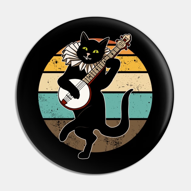 Vintage Cat Playing Banjo Pin by valentinahramov