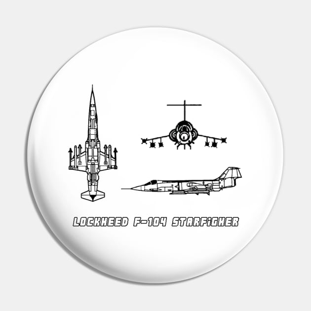 Lockheed F-104 Starfighter (black) Pin by Big Term Designs