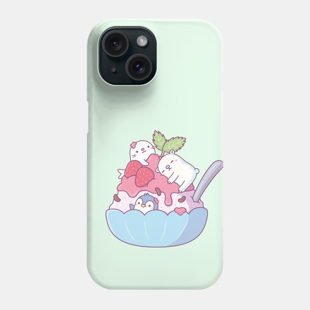 Shaved Ice Dessert with Cute Seal, Polar Bear and Penguin Phone Case by rustydoodle