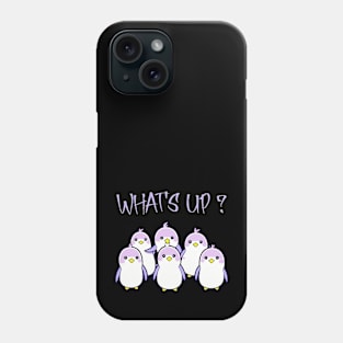 Cute and funny Penguins saying "What's up?" Phone Case