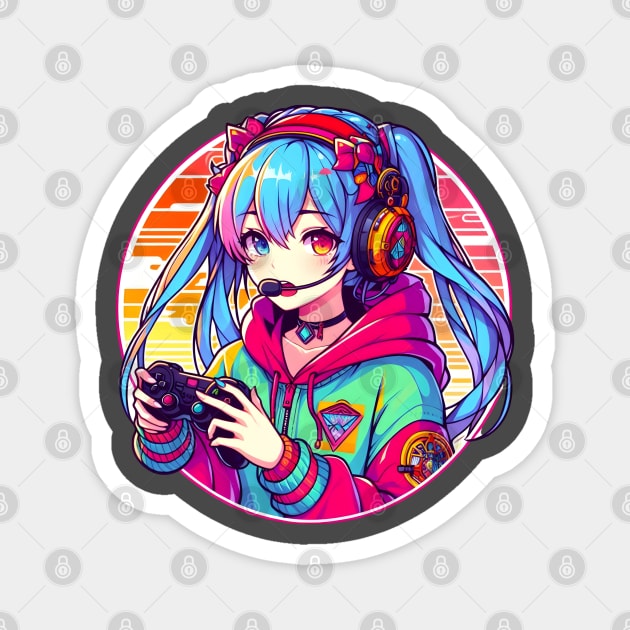 Gaming addict gamer girl Magnet by Japanese Fever