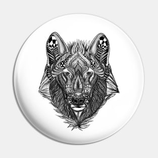 Zen Doodle Wolf Pin
