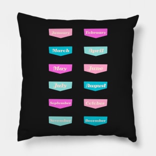 Back to School Teal and Fuchsia Gradient Month Pillow