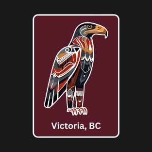 Victoria BC Canada Native Indian American Red Background Eagle Hawk Haida T-Shirt