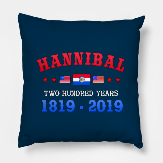 Hannibal Missouri 200 year Anniversary Pillow by SeattleDesignCompany