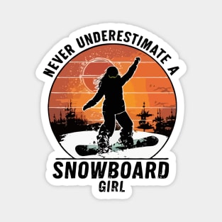 Never Underestimate A Snowboard Girl, Retro Magnet