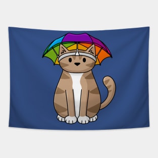 Umbrella Hat Cat Tapestry