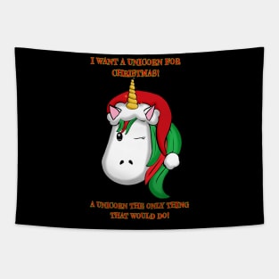 UNICORN SANTA Tapestry